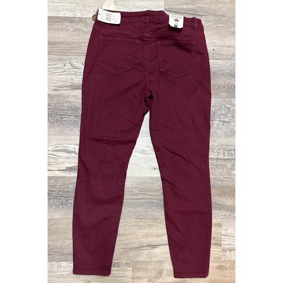Vanilla Star Jeans Women's size 9 Skinny Mid Rise Denim Stretch Burgundy Cropped - Picture 6 of 6